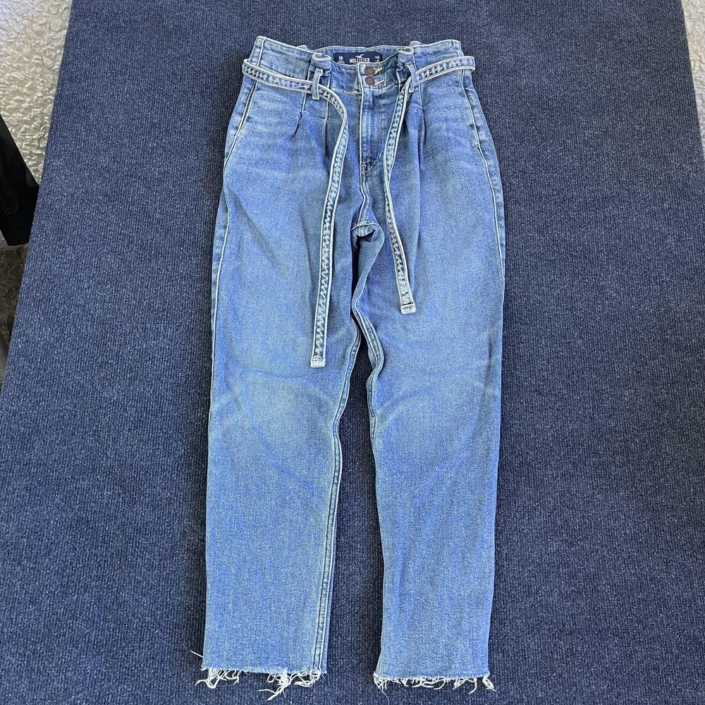 Hollister Jeans Womens 5R 27 Medium Wash Blue High Rise Curvy Mom Crop Fringe